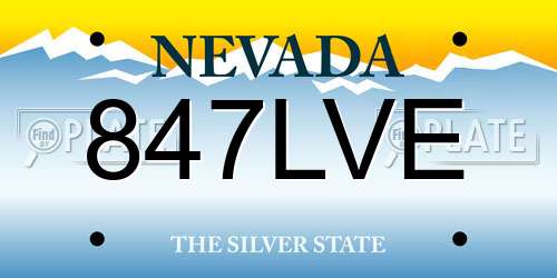 847LVE Nevada License Plate