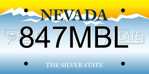 847MBL Nevada License Plate