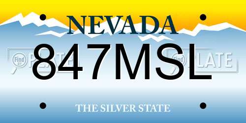 847MSL Nevada License Plate