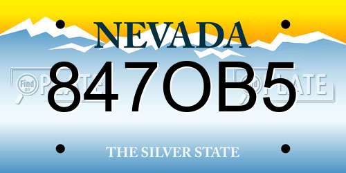 847OB5 Nevada License Plate