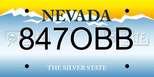 847OBB Nevada License Plate