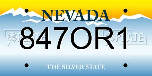 847OR1 Nevada License Plate