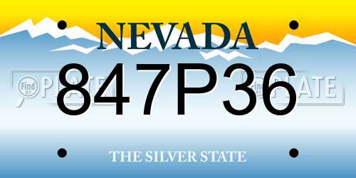 847P36 Nevada License Plate
