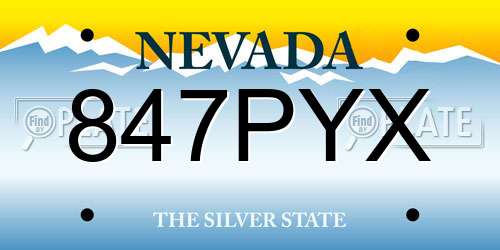 847PYX Nevada License Plate
