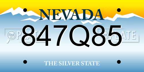 847Q85 Nevada License Plate