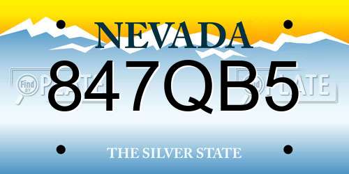 847QB5 Nevada License Plate