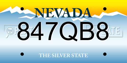 847QB8 Nevada License Plate