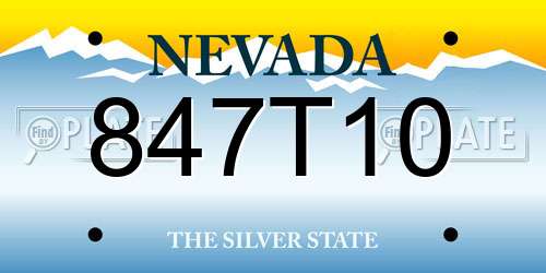 847T10 Nevada License Plate