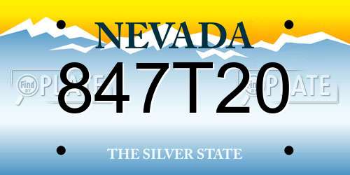 847T20 Nevada License Plate