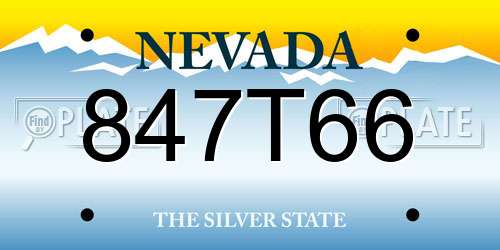 847T66 Nevada License Plate