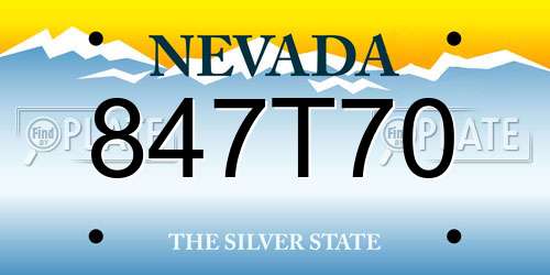 847T70 Nevada License Plate