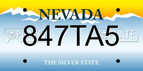 847TA5 Nevada License Plate