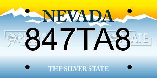 847TA8 Nevada License Plate