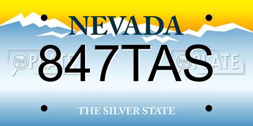 847TAS Nevada License Plate