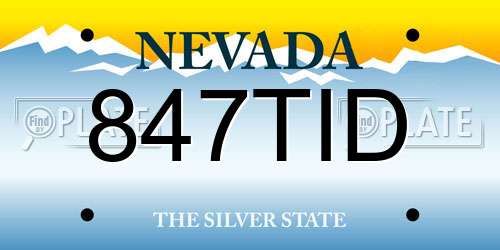 847TID Nevada License Plate