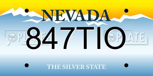 847TIO Nevada License Plate