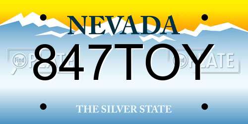 847TOY Nevada License Plate
