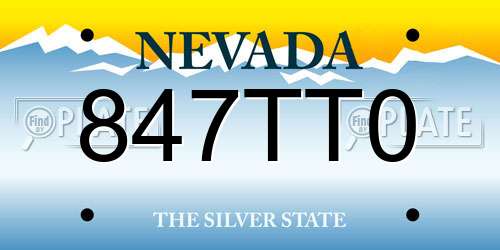 847TT0 Nevada License Plate