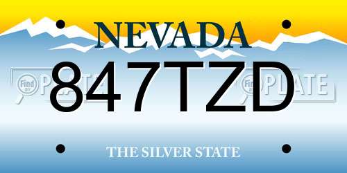 847TZD Nevada License Plate