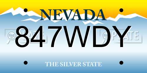 847WDY Nevada License Plate