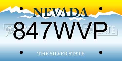 847WVP Nevada License Plate