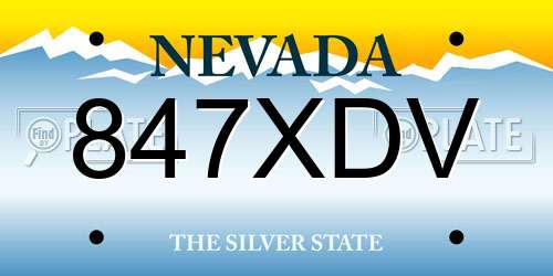 847XDV Nevada License Plate