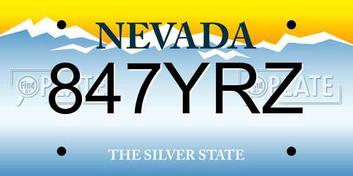 847YRZ Nevada License Plate