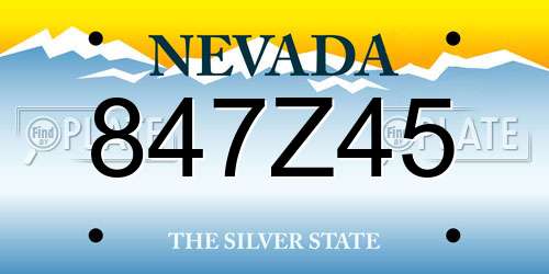 847Z45 Nevada License Plate