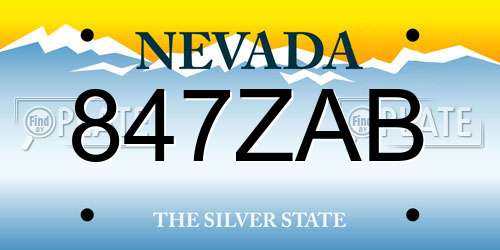 847ZAB Nevada License Plate