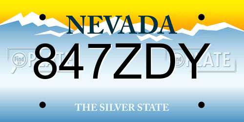 847ZDY Nevada License Plate