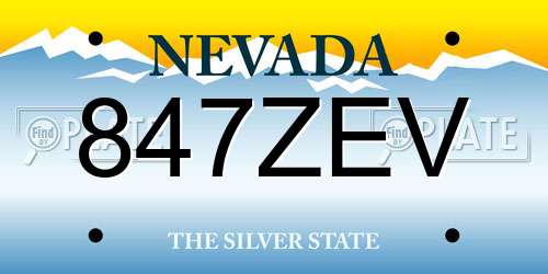 847ZEV Nevada License Plate