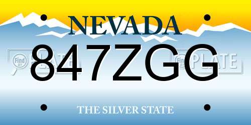 847ZGG Nevada License Plate