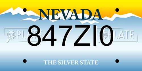 847ZI0 Nevada License Plate