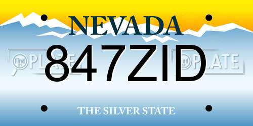 847ZID Nevada License Plate