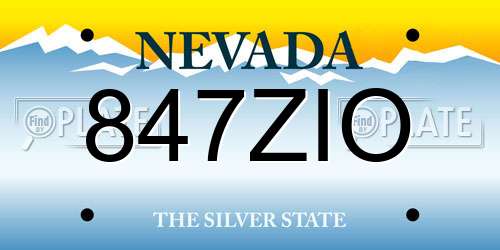 847ZIO Nevada License Plate