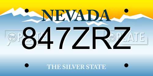 847ZRZ Nevada License Plate