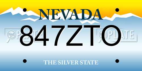 847ZTO Nevada License Plate