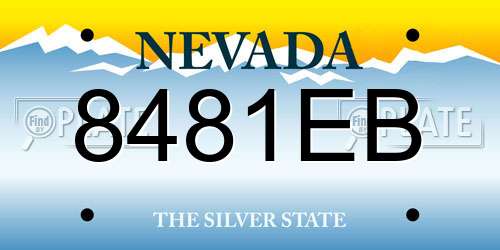 8481EB Nevada License Plate