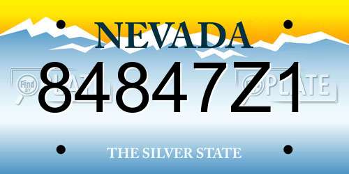 84847Z1 Nevada License Plate