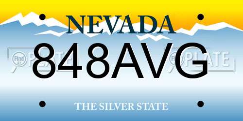 848AVG Nevada License Plate