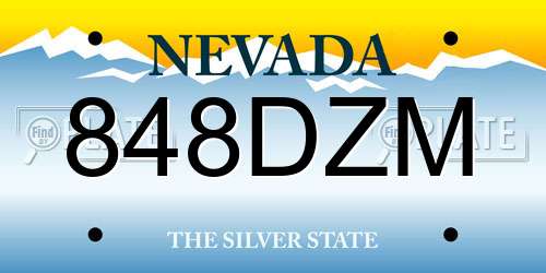 848DZM Nevada License Plate