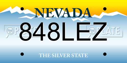 848LEZ Nevada License Plate