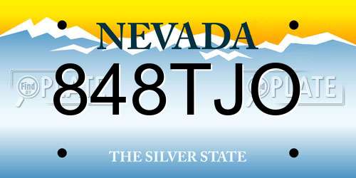 848TJO Nevada License Plate