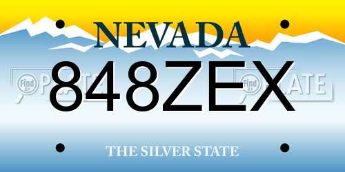 848ZEX Nevada License Plate