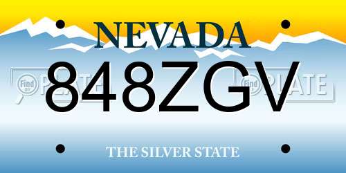 848ZGV Nevada License Plate