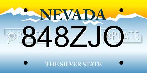 848ZJO Nevada License Plate
