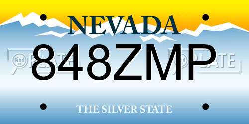848ZMP Nevada License Plate