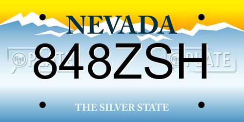848ZSH Nevada License Plate