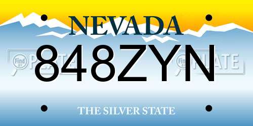 848ZYN Nevada License Plate