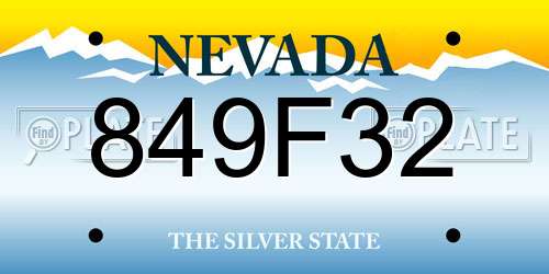 849F32 Nevada License Plate